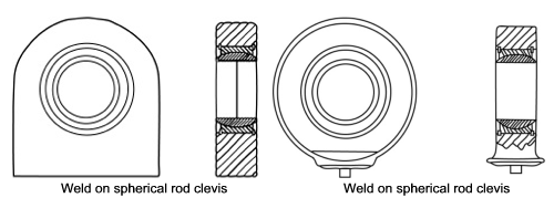 Weld on spherical rod clevis - type I and II - as manufactured by  Brian Murphy Precision Engineering Ltd, Hydraulic Rams Manufacture & Repair, Ireland